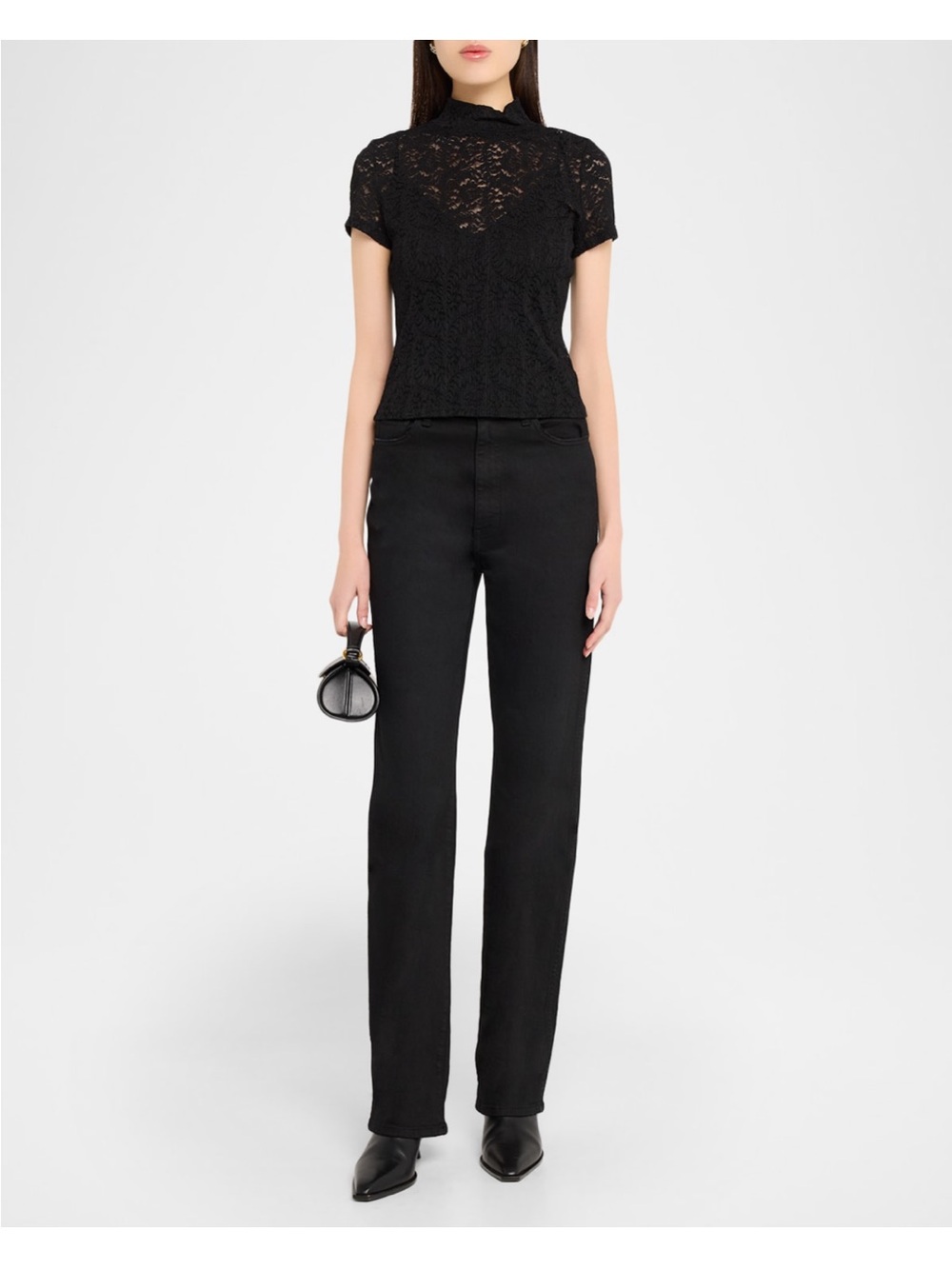 PAIGE June Floral Lace Tee Black Short-Sleeve